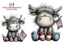 Highland Cow 4th Of July Clipart Product Image 1
