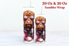 Christmas Highland Cow Tumbler Wrap Sublimation Product Image 3