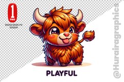 Cute Highland Cow Clipart - PNG File Product Image 1