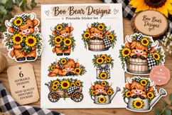 Highland Cow Sunflower Sticker Printable Product Image 1