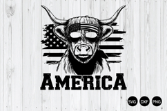 Patriotic Highland Cow SVG, USA Flag Cow SVG Product Image 1