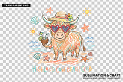 highland cow png, beach club design, summer cow png, coastal cow design, cow sublimation png, beach shirt design, cow lover gift, summer coastal png, cute animal png, vacation shirt png