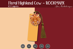 Floral Highland cow Bookmark SVG Product Image 3