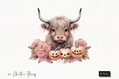 Pastel Pink Watercolor Highland Cow Clipart | Watercolor Product Image 1