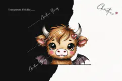 Cute Halloween Highland Cow Peeking | Halloween PNG Product Image 2