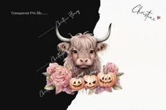 Pastel Pink Watercolor Highland Cow Clipart | Watercolor Product Image 2