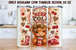 Girly Highland Cow Tumbler Wrap PNG 20oz Product Image 7