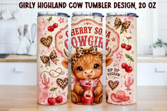 Girly Highland Cow Tumbler Wrap PNG 20oz Product Image 1