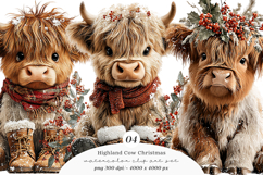 Highland Cow Christmas Clipart Product Image 1