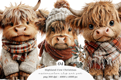 Highland Cow Christmas Clipart Product Image 1