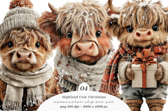 Highland Cow Christmas Clipart Product Image 1