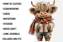 Highland Cow Christmas Clipart Product Image 2