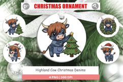 Highland Cow Denim Ornament Product Image 1