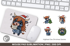 Highland Cow Denim Mouse Pad Product Image 1