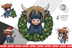Highland Cow Denim Clipart Product Image 1