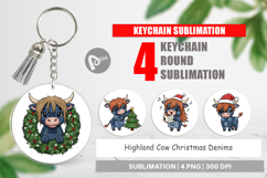 Highland Cow Denim Keychain Product Image 1