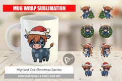 Highland Cow Denim Mug Wrap Product Image 1