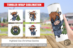Highland Cow Denim Tumbler Product Image 1
