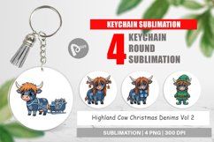 Highland Cow Denim Keychain Product Image 1