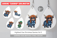 Highland Cow Denim Earring Product Image 1