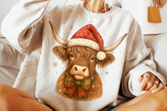 Christmas Highland Cow PNG, Christmas Coquette Bow PNG Product Image 3