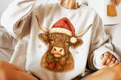 Christmas Highland Cow PNG, Christmas Coquette Bow PNG Product Image 3