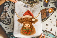 Christmas Highland Cow PNG, Christmas Coquette Bow PNG Product Image 4
