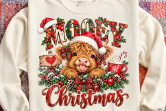 Highland Cow Christmas PNG Design Product Image 4