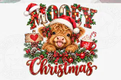 Highland Cow Christmas PNG Design Product Image 5