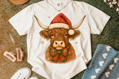 Christmas Highland Cow PNG, Christmas Coquette Bow PNG Product Image 6