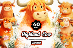 Highland Cow Clipart Bundle 40 PNG Product Image 1