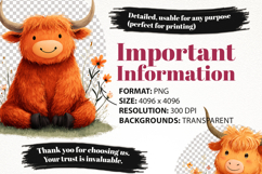 Highland Cow Clipart Bundle 40 PNG Product Image 6