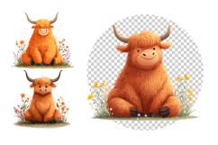 Highland Cow Clipart Bundle 40 PNG Product Image 5