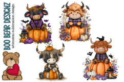Cute Halloween Highland Cow Clipart Product Image 1