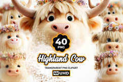 Highland Cow Clipart Bundle 40 PNG Product Image 1