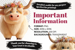 Highland Cow Clipart Bundle 40 PNG Product Image 6