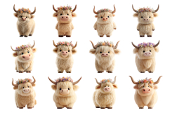 Highland Cow Clipart Bundle 40 PNG Product Image 3