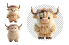 Highland Cow Clipart Bundle 40 PNG Product Image 5