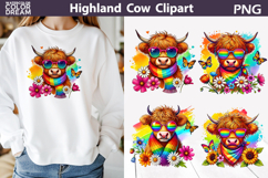 Highland Cow Pride Clipart | Rainbow LGBT Shirt Print Product Image 1