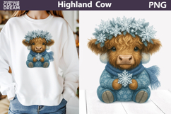 Winter Highland Cow Clipart | Christmas Sublimation Product Image 1