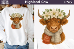 Winter Highland Cow Clipart | Christmas Sublimation Product Image 1