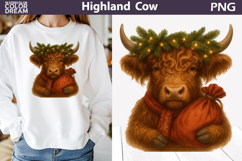 Winter Highland Cow Clipart | Christmas Sublimation Product Image 1