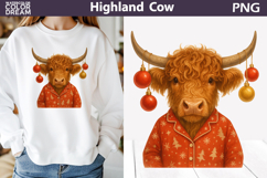 Winter Highland Cow Clipart | Christmas Sublimation Product Image 1