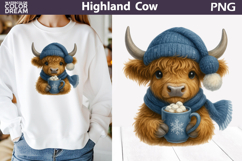 Winter Highland Cow Clipart | Christmas Sublimation Product Image 1