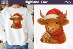 Winter Highland Cow Clipart | Christmas Sublimation Product Image 1