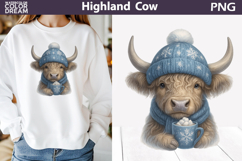 Winter Highland Cow Clipart | Christmas Sublimation Product Image 1