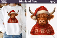 Winter Highland Cow Clipart | Christmas Sublimation Product Image 1