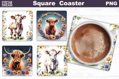 Spring Animals Square Coaster | Animals Flowers Coaster Product Image 11