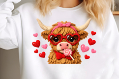 Highland Cow Coquette Valentine PNG Product Image 3