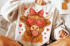 Highland Cow Valentine's Day PNG, Be Mine, Xoxo Png, Love Product Image 1